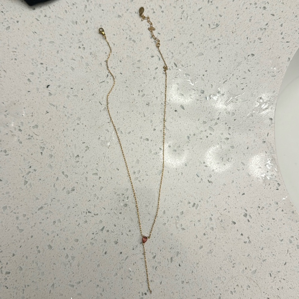 Alexis Russell peachy sunstone and 14k gold fill drop necklace